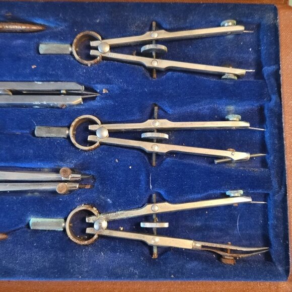 Vintage Charvos Drafting Set 1940s USA 10 Piece AS IS Read - Picture 5 of 11